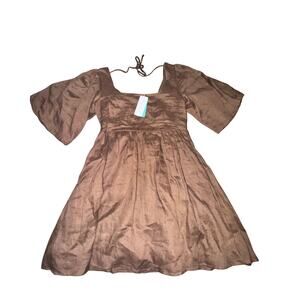 Seafolly Australia Shoreline Cover Up Women's XS Chocolate Brown 100% Linen NWT